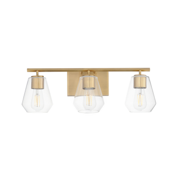 Maxim Lighting Geode 3-Light Bath Vanity - 120V - Natural Aged Brass - Clear Glass