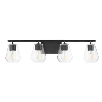 Maxim Lighting Geode 4-Light Bath Vanity - 120V - Black - Clear Glass