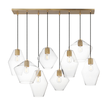 Maxim Lighting Geode 8-Light Pendant - 120V - Natural Aged Brass - Clear Glass