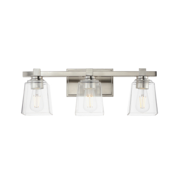 Maxim Lighting Cubos 3-Light Bath Vanity Light - 120V - Satin Nickel - Clear Glass
