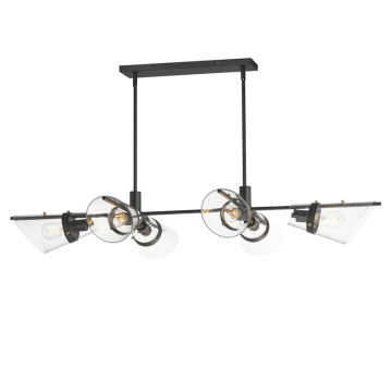 Maxim Lighting Finch 6-Light Linear Pendant - 120V - Dark Bronze / Antique Brass - Seedy Glass