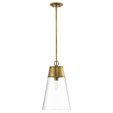 Z-Lite Wentworth 12" 1-Light Pendant - 120V - Rubbed Brass