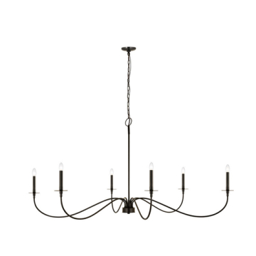 Z-Lite Arrington 63" 6-Light Chandelier - 120V - Matte Black
