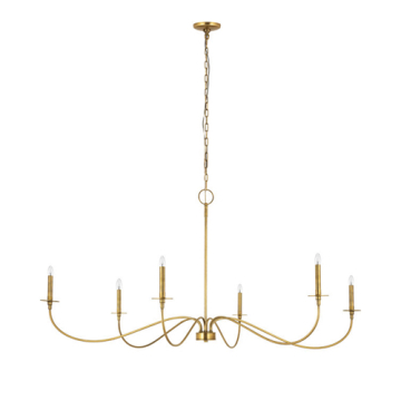 Z-Lite Arrington 63" 6-Light Chandelier - 120V - Rubbed Brass