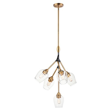 Maxim Lighting Savvy 5-Light Pendant - 120V - Antique Brass / Black