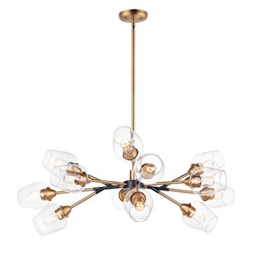 Maxim Lighting Savvy 12-Light Chandelier - 120V - Antique Brass / Black