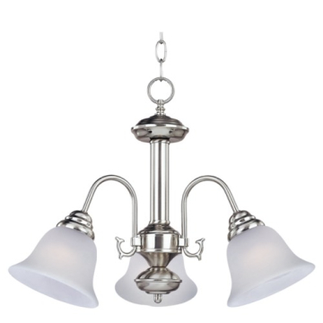 Maxim Lighting Malaga 3-Light Chandelier - Frosted Glass Shade - 120V - Satin Nickel