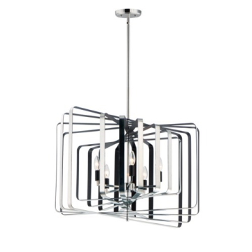 Maxim Lighting Radial 5-Light Rectangular Pendant - 120V - Polished Nickel / Black