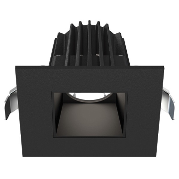 Lotus 8W 2" Square Economy Regressed LED Downlight - Black Trim / Black Smooth Reflector - CCT Selectable - 570 Lumens - 120V