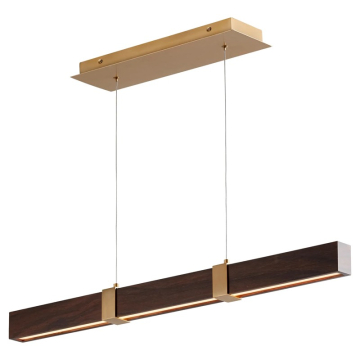 Oxygen Lighting Decca 36" LED Linear Pendant - 3000K - 120V - Aged Brass / Walnut