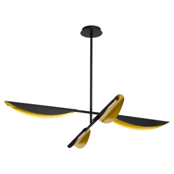 Oxygen Lighting Pivot 4-Light LED Chandelier - CCT Selectable - 120-277V - Black w/ Aged Brass