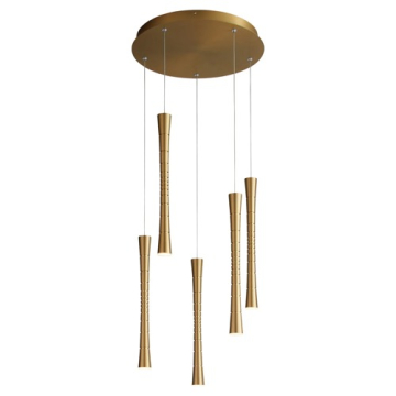 Oxygen Lighting Sabre 5-Light LED Pendant - CCT Selectable - 120V - Aged Brass