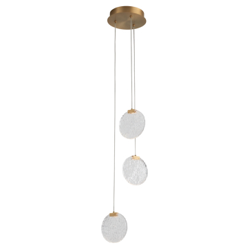 Oxygen Lighting Axiom 3-Light LED Pendant - CCT Selectable - 120-277V - Aged Brass