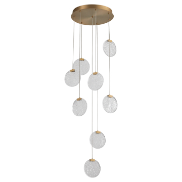 Oxygen Lighting Axiom 8-Light LED Pendant - CCT Selectable - 120-277V - Aged Brass