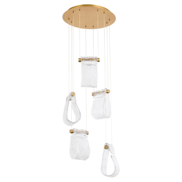 Oxygen Lighting Veer 5-Light LED Pendant - CCT Selectable - 120-277V - Aged Brass