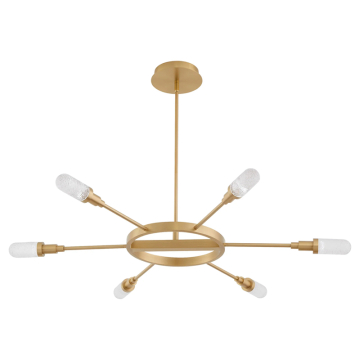 Oxygen Lighting Sperano 44" 6-Light LED Chandelier - CCT Selectable - 120-277V - Aged Brass