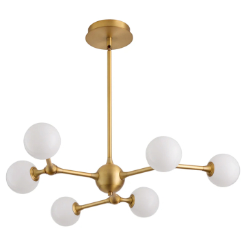 Oxygen Lighting Orbe 6-Light LED Chandelier - CCT Selectable - 120V - Brushed Brass