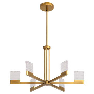 Oxygen Lighting Gamma 6-Light LED Chandelier - CCT Selectable - 120-277V - Brushed Brass