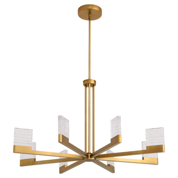 Oxygen Lighting Gamma 8-Light LED Chandelier - CCT Selectable - 120-277V - Brushed Brass