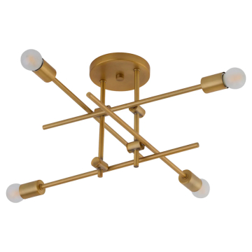 Oxygen Lighting Mika 4-Light Semi-Flush Mount - 120V - Brushed Brass
