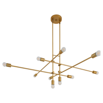 Oxygen Lighting Mika 10-Light Chandelier - 120V - Brushed Brass