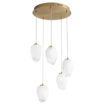 Oxygen Lighting Vivo 5-Light LED Pendant - CCT Selectable - 120-277V - Aged Brass