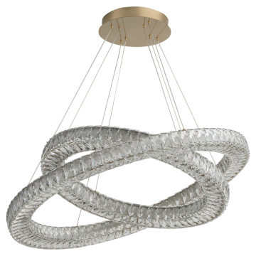 Oxygen Lighting Elan 32" Dual Ring LED Pendant - CCT Selectable - 120-277V - Aged Brass