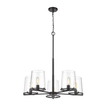 Z-Lite Callista 33" 5-Light Chandelier - 120V - Matte Black / Clear