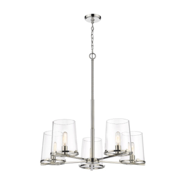 Z-Lite Callista 33" 5-Light Chandelier - 120V - Polished Nickel / Clear