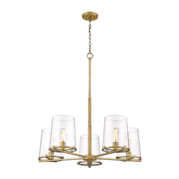 Z-Lite Callista 33" 5-Light Chandelier - 120V - Rubbed Brass / Clear