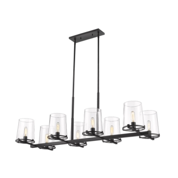 Z-Lite Callista 56" 8-Light Linear Chandelier - 120V - Matte Black / Clear