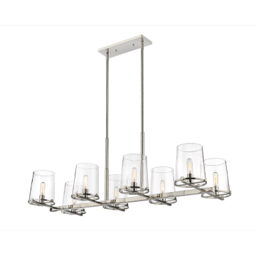 Z-Lite Callista 56" 8-Light Linear Chandelier - 120V - Polished Nickel / Clear
