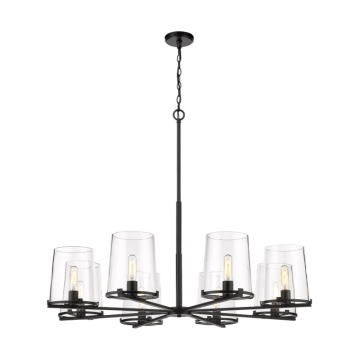 Z-Lite Callista 44" 8-Light Chandelier - 120V - Matte Black / Clear