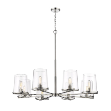 Z-Lite Callista 44" 8-Light Chandelier - 120V - Polished Nickel / Clear