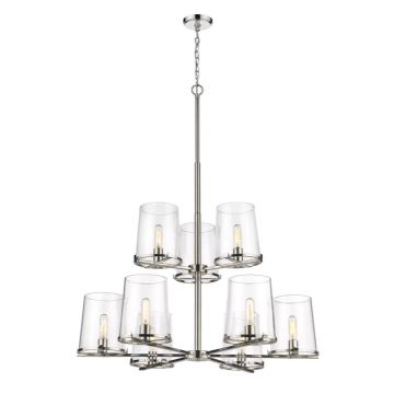 Z-Lite Callista 38" 9-Light Chandelier - 120V - Polished Nickel / Clear