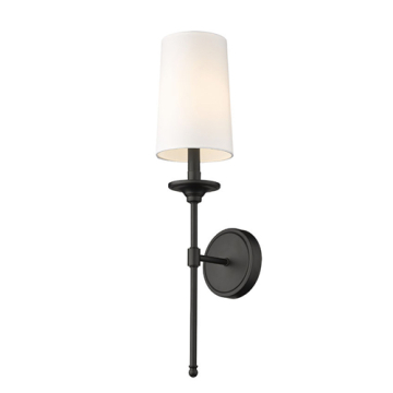 Z-Lite Emily 1-Light Wall Sconce - 120V - Matte Black / Off White