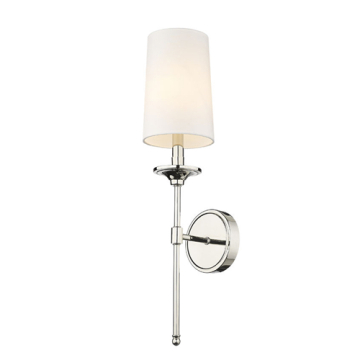 Z-Lite Emily 1-Light Wall Sconce - 120V - Polished Nickel / Off White