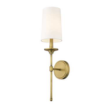 Z-Lite Emily 1-Light Wall Sconce - 120V - Rubbed Brass / Off White