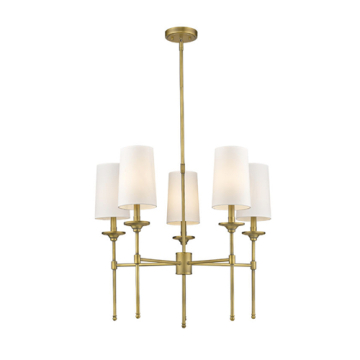 Z-Lite Emily 5-Light Chandelier - 120V - Rubbed Brass