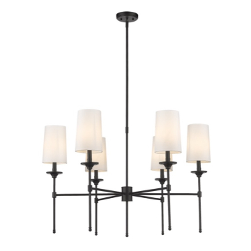 Z-Lite Emily 38" 6-Light Chandelier - 120V - Matte Black / Off White