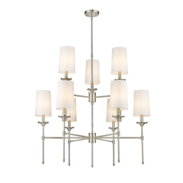 Z-Lite Emily 38" 9-Light Chandelier - 120V - Brushed Nickel / Off White