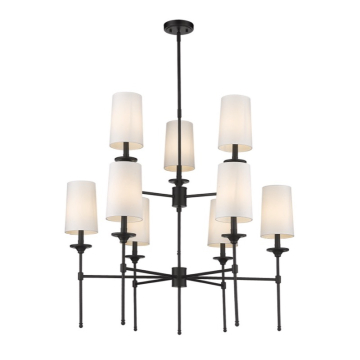 Z-Lite Emily 38" 9-Light Chandelier - 120V - Matte Black / Off White