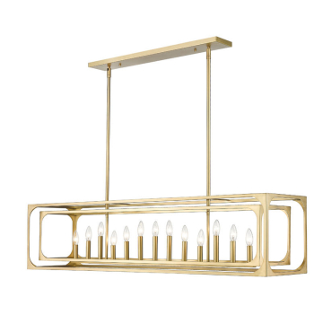 Z-Lite Easton 13-Light Linear Chandelier - 120V - Rubbed Brass