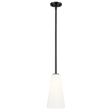 Z-Lite Farrell 7.25" 1-Light Pendant w/ Down Rod - 120V - Matte Black