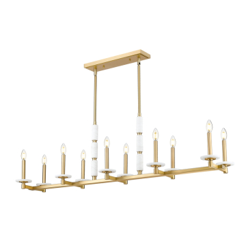 Z-Lite Kaden 56" 10-Light Linear Chandelier - 120V - Modern Gold / Alabaster