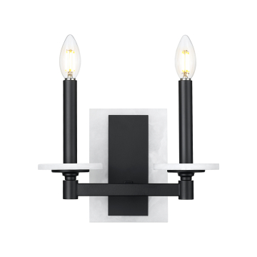 Z-Lite Kaden 2-Light Wall Sconce - 120V - Matte Black / Alabaster