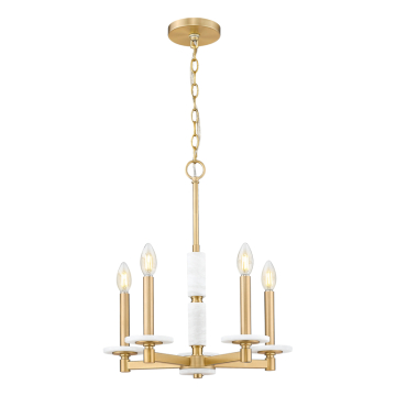 Z-Lite Kaden 5-Light Chandelier - 120V - Modern Gold / Alabaster