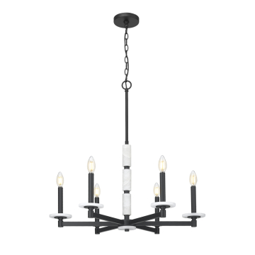 Z-Lite Kaden 6-Light Chandelier - 120V - Matte Black / Alabaster
