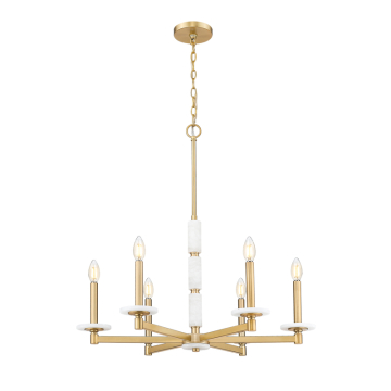 Z-Lite Kaden 6-Light Chandelier - 120V - Modern Gold / Alabaster