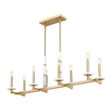 Z-Lite Kaden 44" 8-Light Linear Chandelier - 120V - Modern Gold / Alabaster